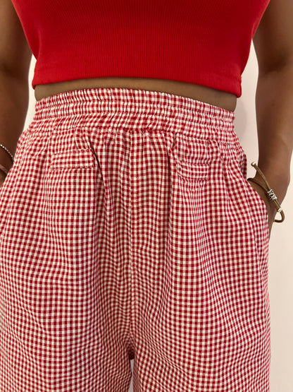 Cotton linen Blend Gingham Pants Only