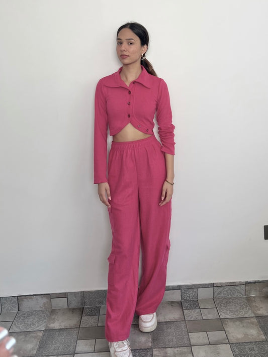 Cotton Fleece Pink Crop set