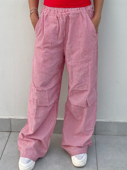 Cotton linen Blend Gingham Pants Only