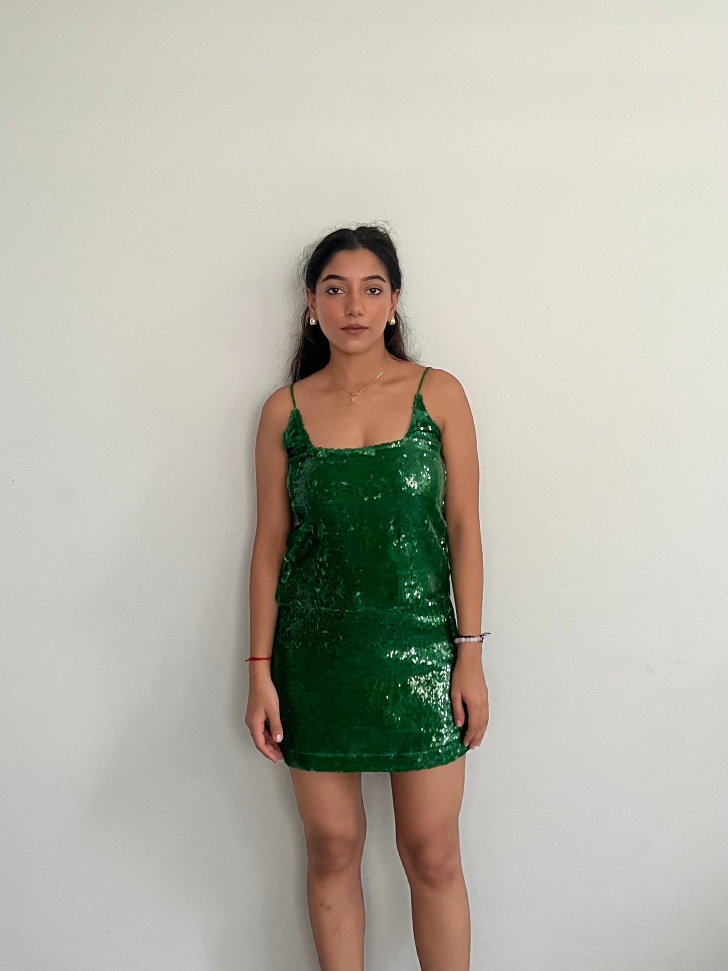 Emerald Green Water Sequin Skirt & Top SET