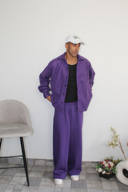 Cotton Fleece Dark Purple Unisex Co-ord