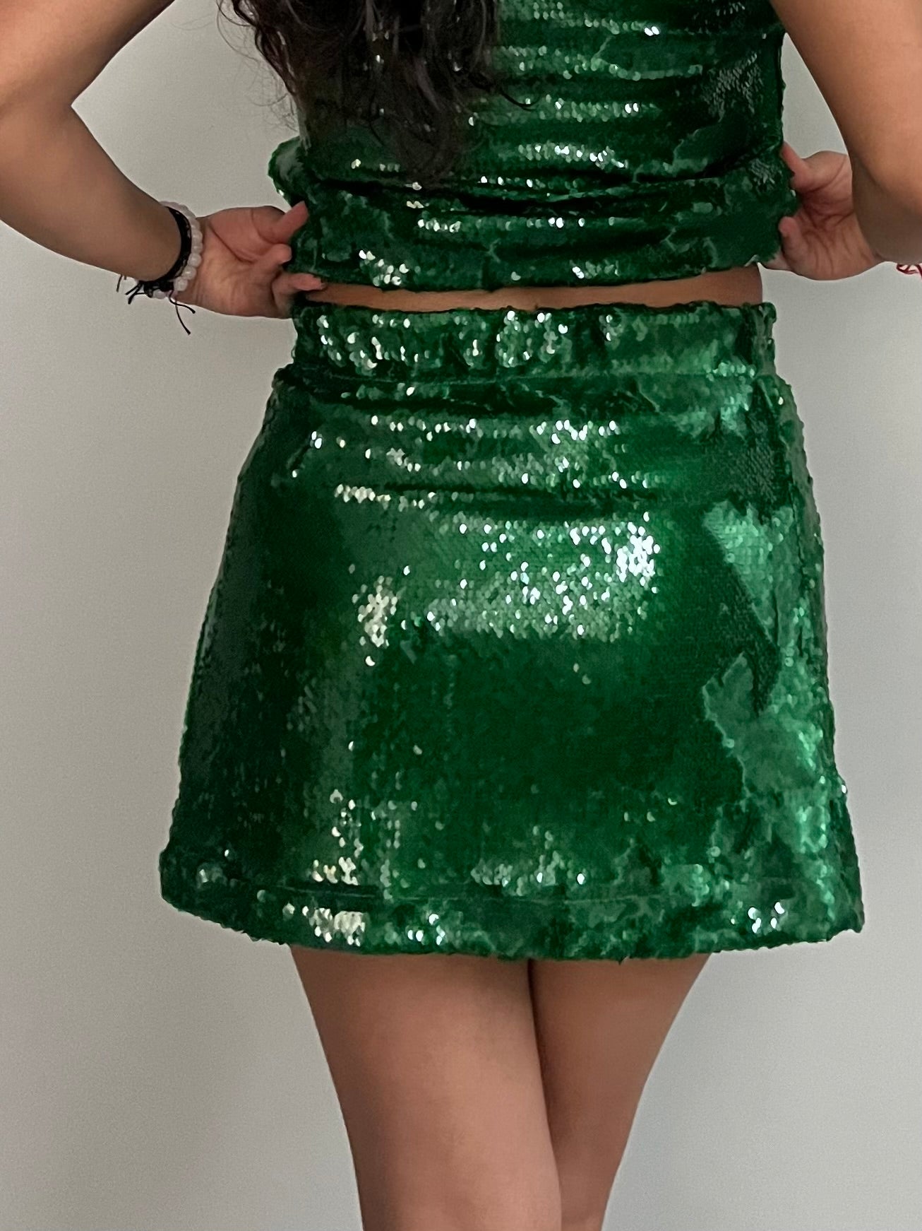 Emerald Green Water Sequin Skirt & Top SET