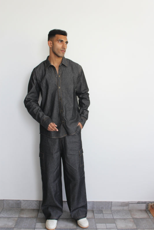 Men Denim Shirt Set