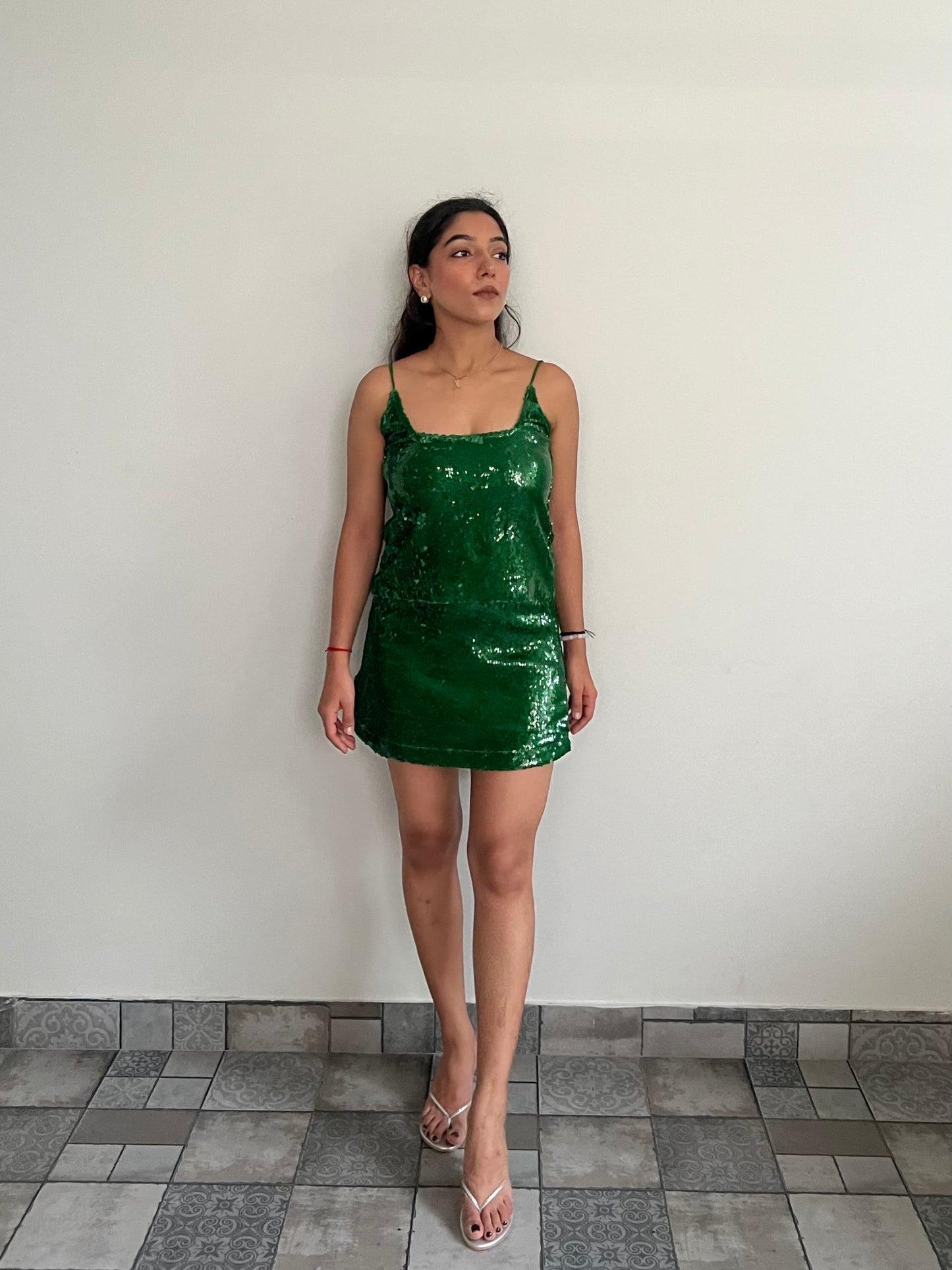 Emerald Green Water Sequin Skirt & Top SET