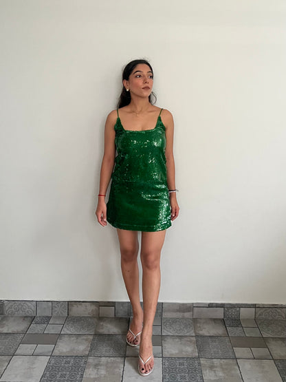 Emerald Green Water Sequin Skirt & Top SET