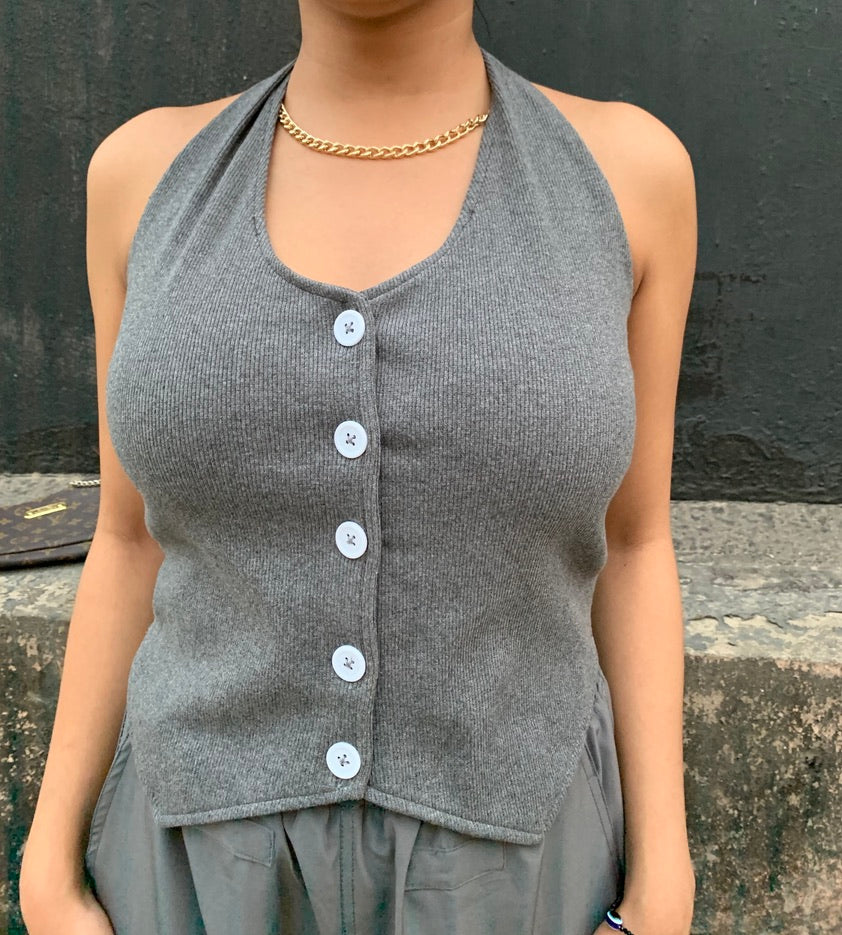 Grey Waistcoat Parachute Cargo Co-ord