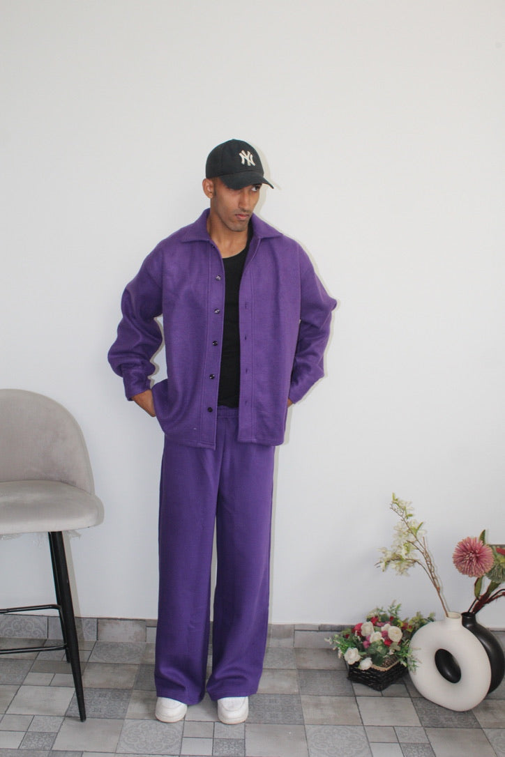 Cotton Fleece Dark Purple Unisex Co-ord