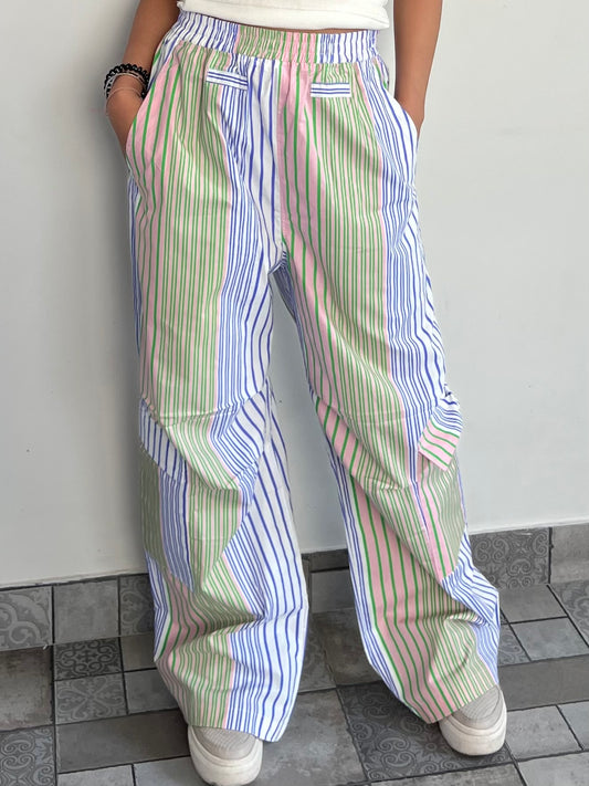 Cotton Poplin Striped Pants Only