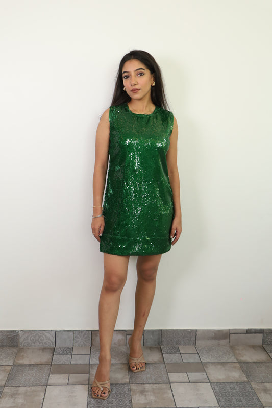 Emerald Green Water Sequin Dress