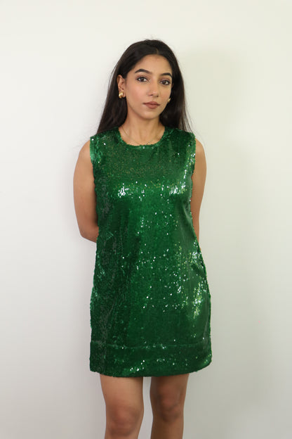 Emerald Green Water Sequin Dress