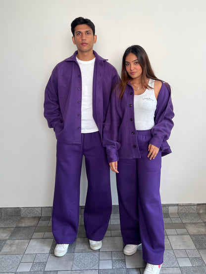 Cotton Fleece Dark Purple Unisex Co-ord