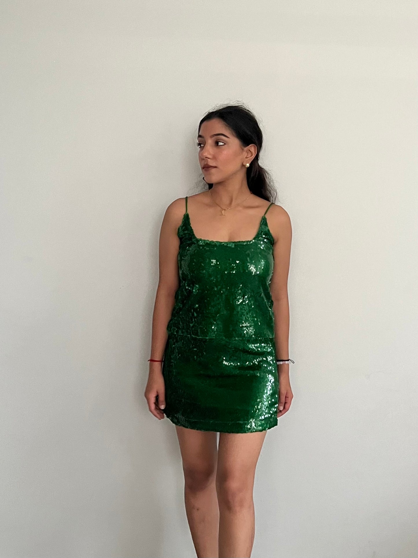 Emerald Green Water Sequin Skirt & Top SET