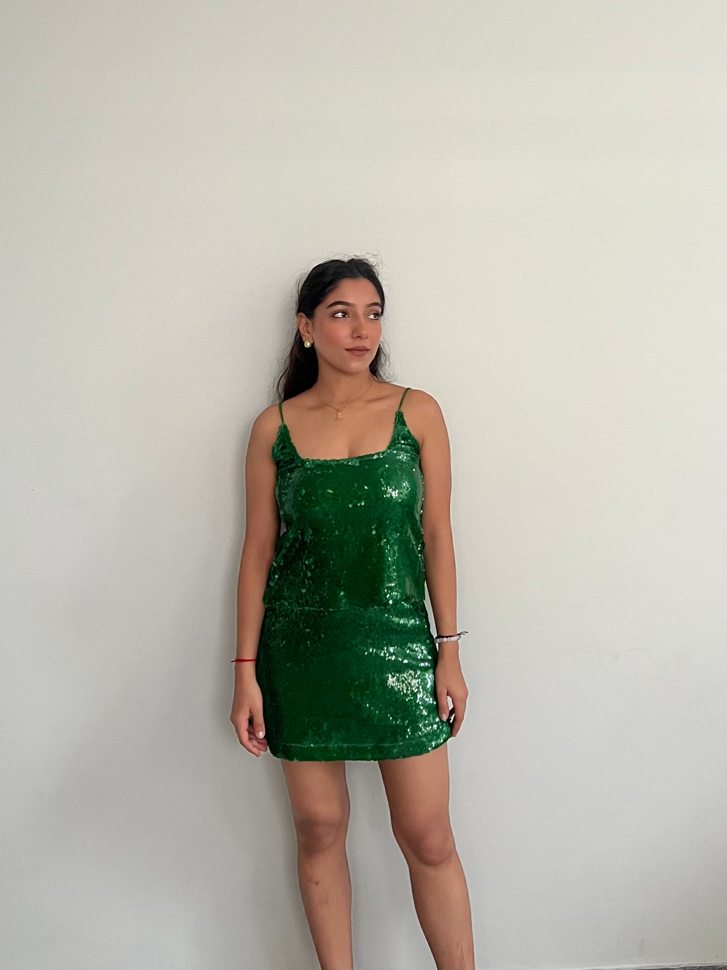 Emerald Green Water Sequin Skirt & Top SET