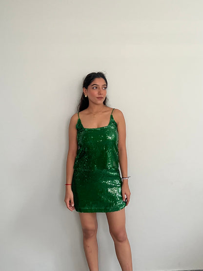 Emerald Green Water Sequin Skirt & Top SET