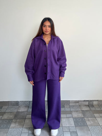 Cotton Fleece Dark Purple Unisex Co-ord