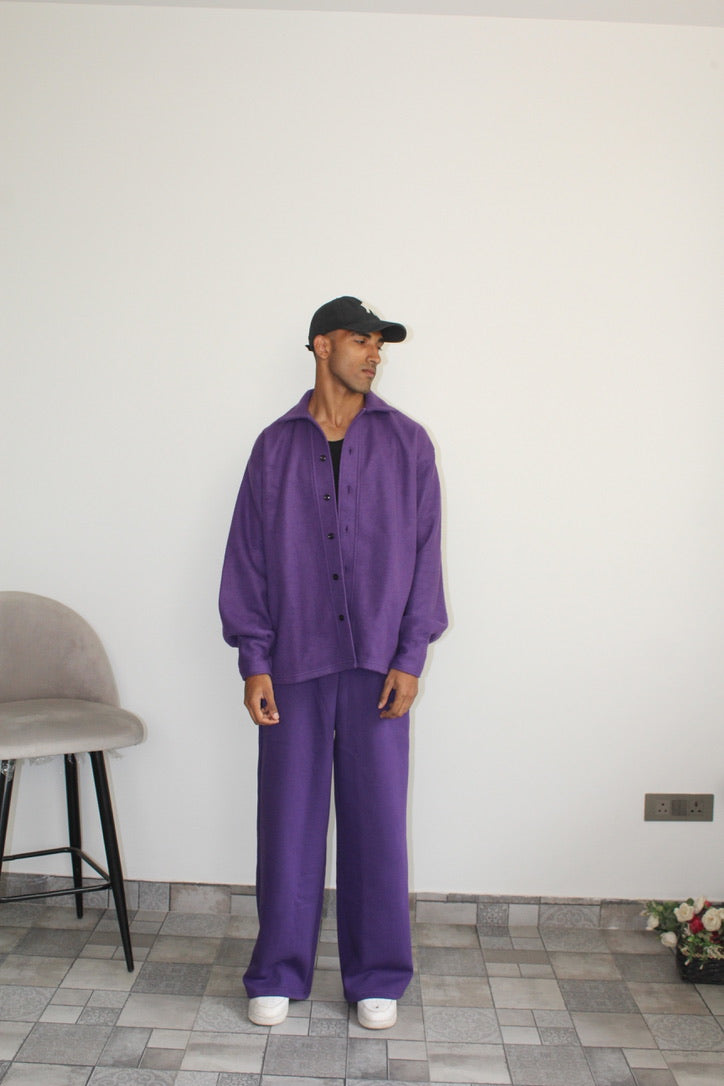 Cotton Fleece Dark Purple Unisex Co-ord