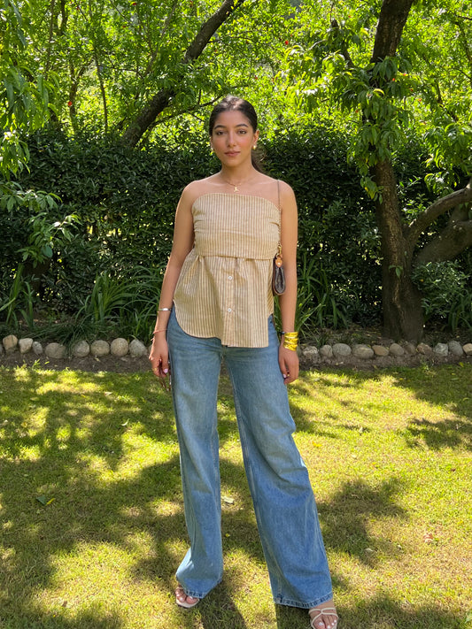 Linen Strapless Top