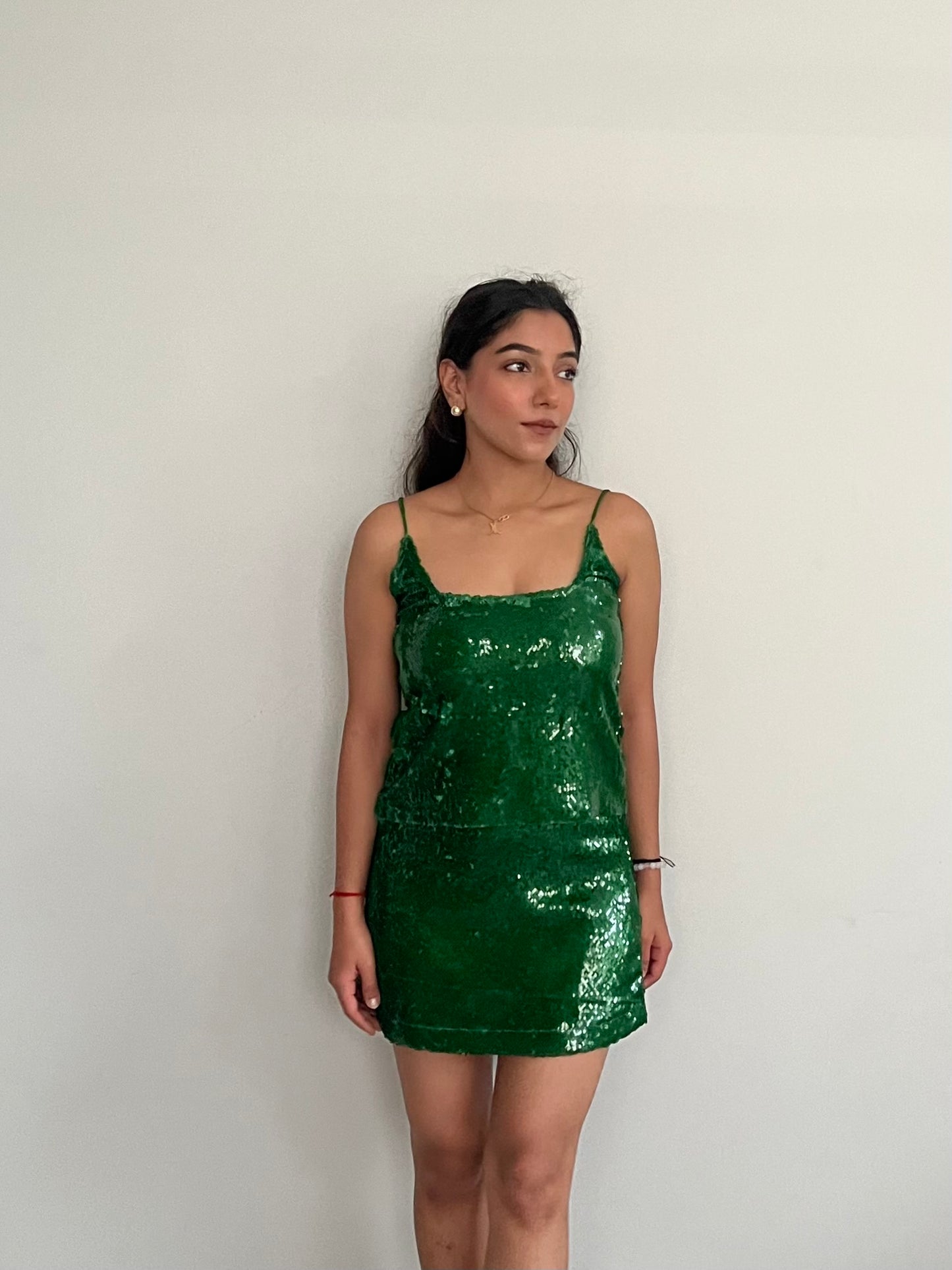 Emerald Green Water Sequin Skirt & Top SET