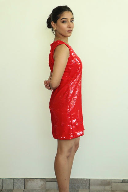 Red Water Sequin Dress