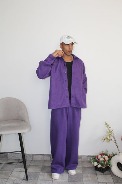 Cotton Fleece Dark Purple Unisex Co-ord