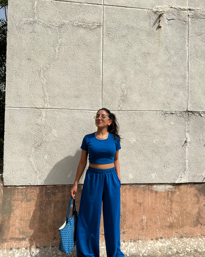 Electric blue French Terry Half Sleeves Set