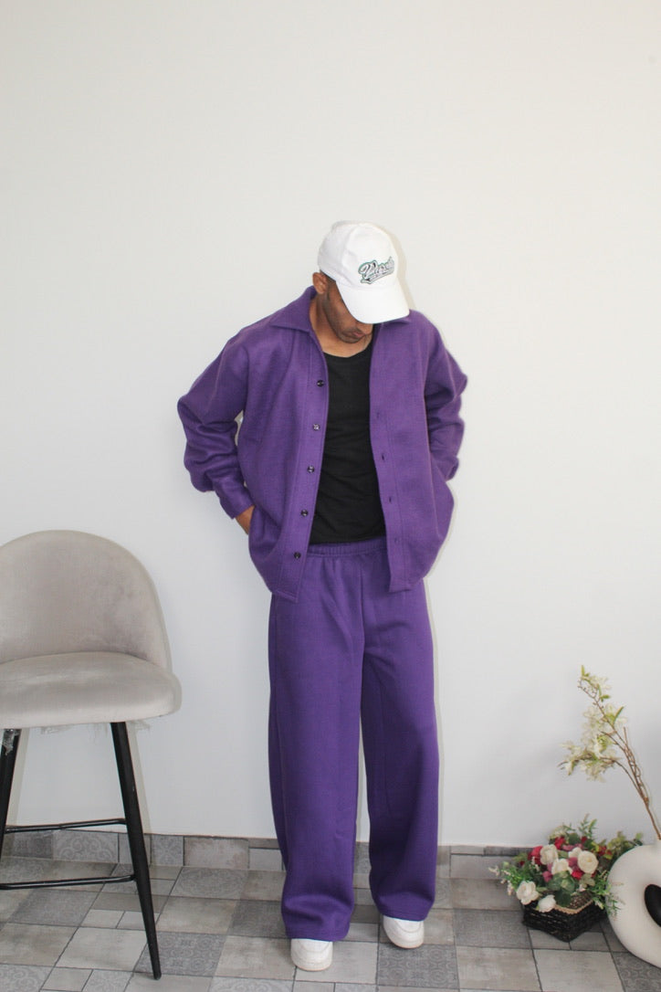 Cotton Fleece Dark Purple Unisex Co-ord