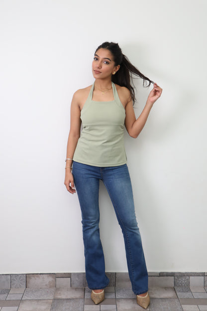 Sage Green Crepe Halter Top