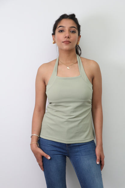 Sage Green Crepe Halter Top