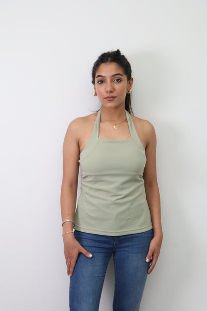 Sage Green Crepe Halter Top