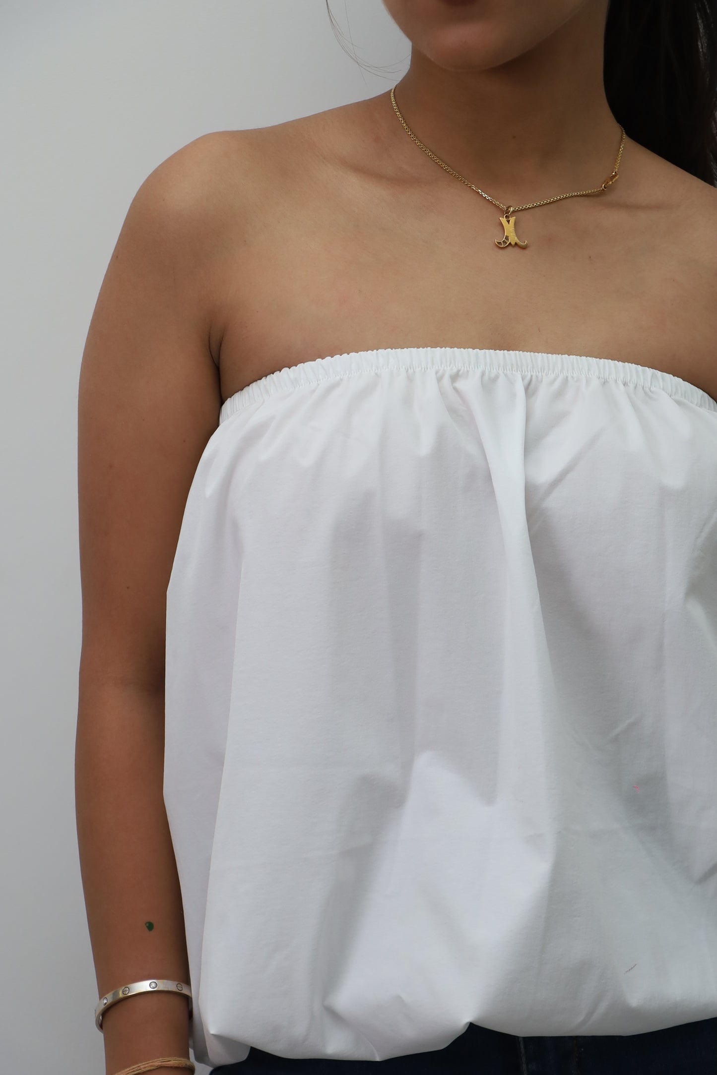 White Balloon Strapless Top