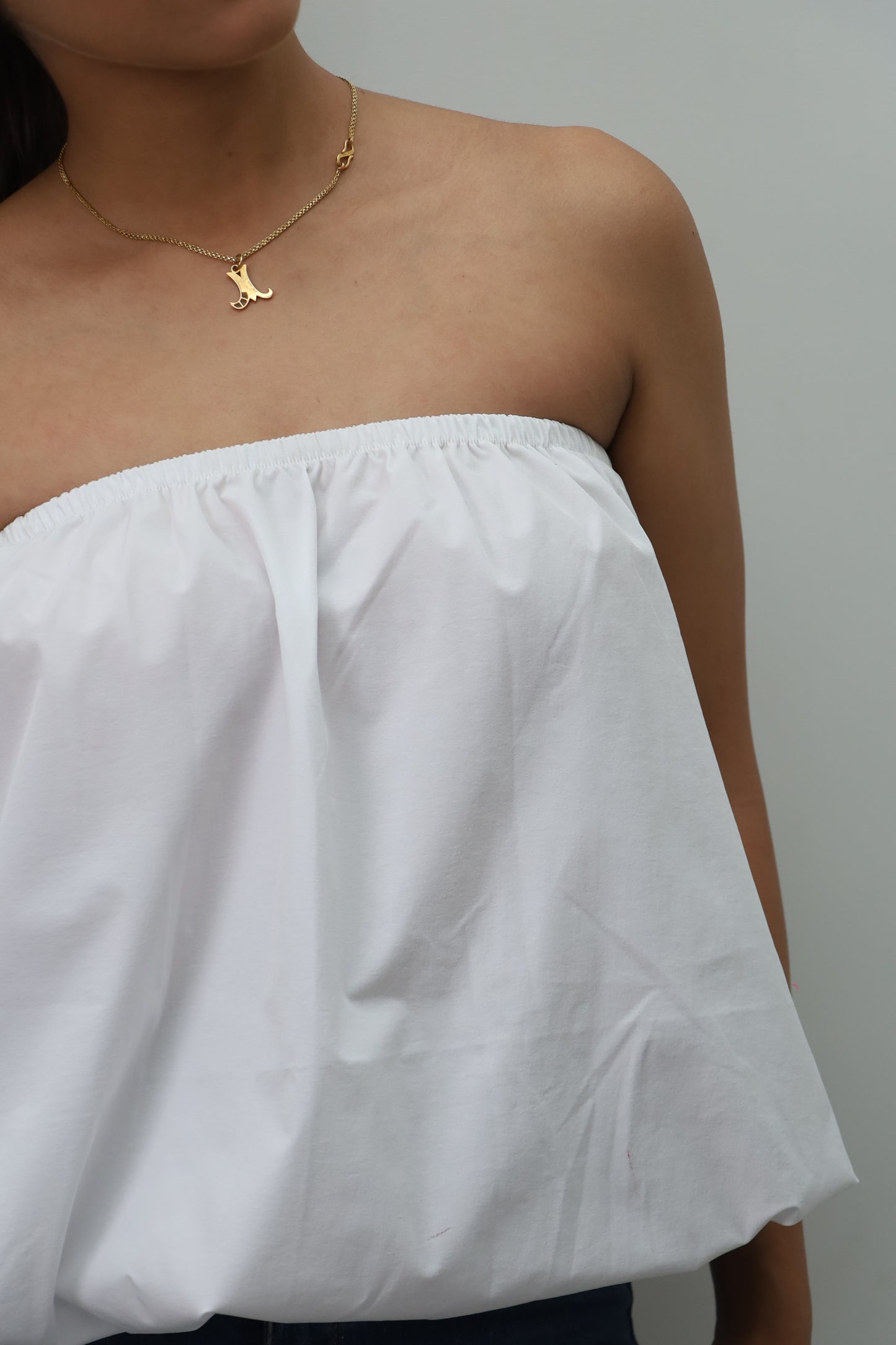 White Balloon Strapless Top