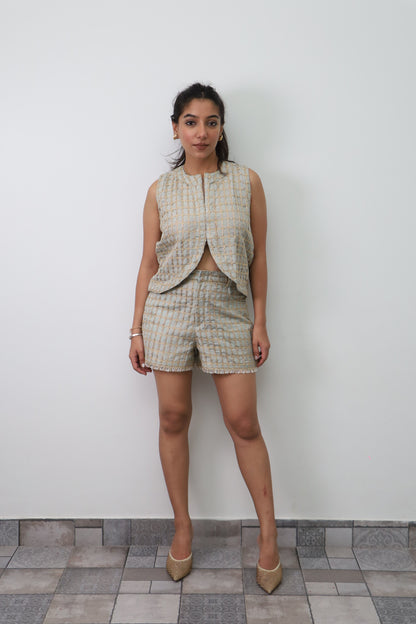 Cotton Embroidered Waistcoat & Shorts SET