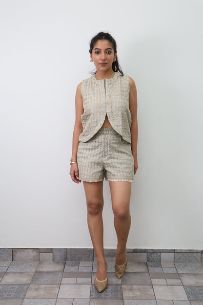 Cotton Embroidered Waistcoat & Shorts SET