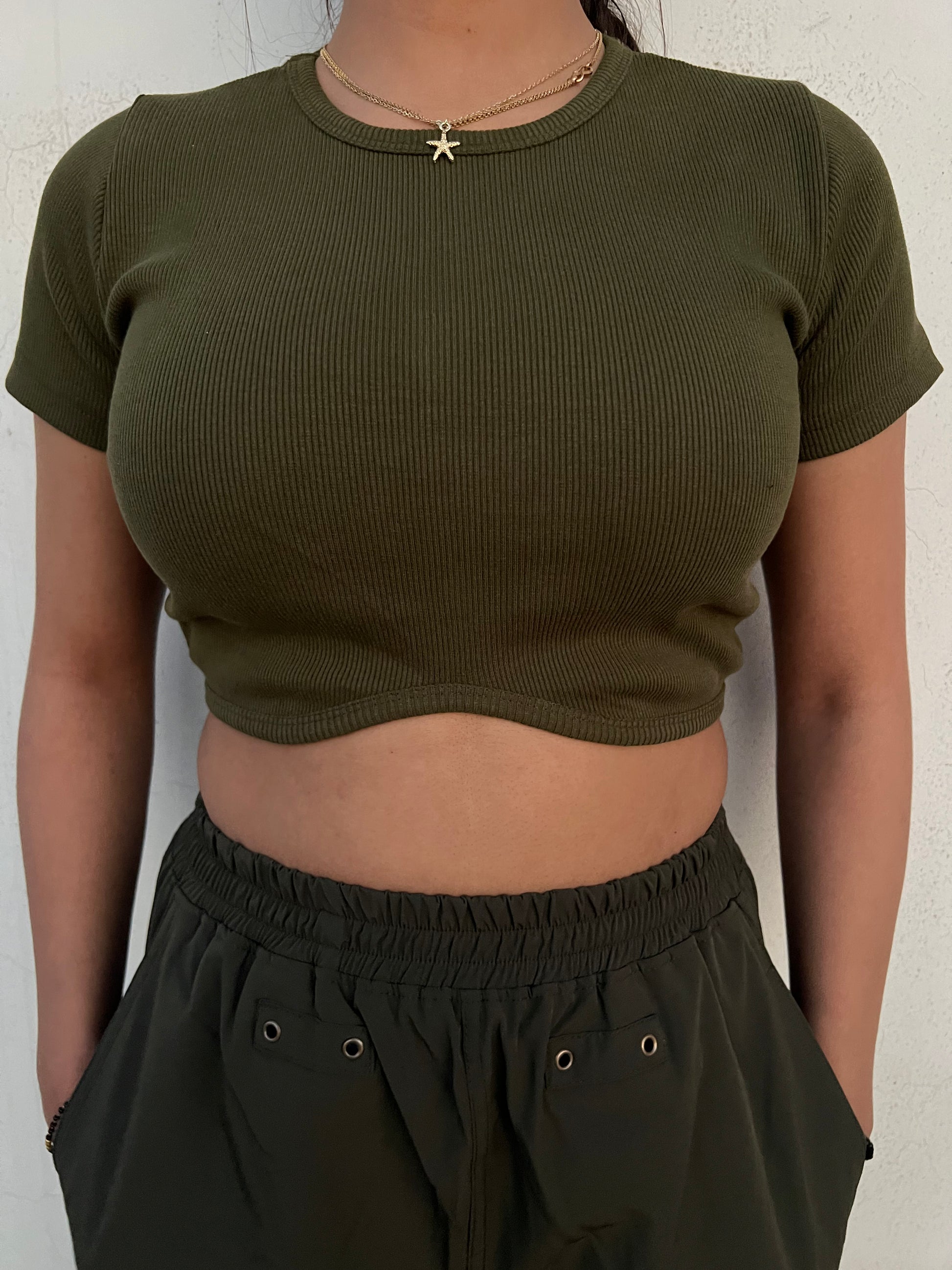 PSK COLLECTIVE Easy Crop Tank Top In Olive At Nordstrom Rack in Green